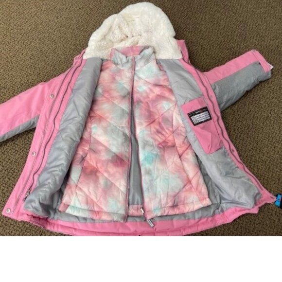 *ZeroXPosur Jacket 3 in 1 System 14/16 Hooded Pink Gray All Season Water Resist - Picture 8 of 12